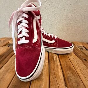Vans Old Skool Burgundy Maroon Suede Canvas Skate Shoes Mens 5.5 Womens 7